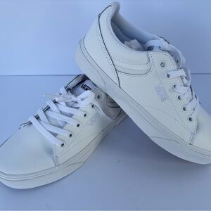 Vans White Low-Profile Leather Sneakers